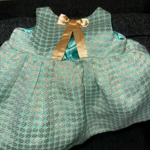Elegant Teal and Gold Baby Dress